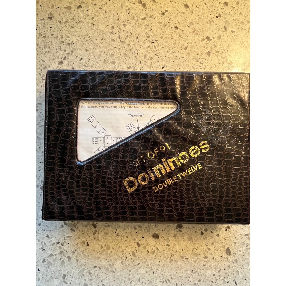 Double Twelve Dominoes Set 91 Tiles Faux Croc Case Chicken Foot Instructions